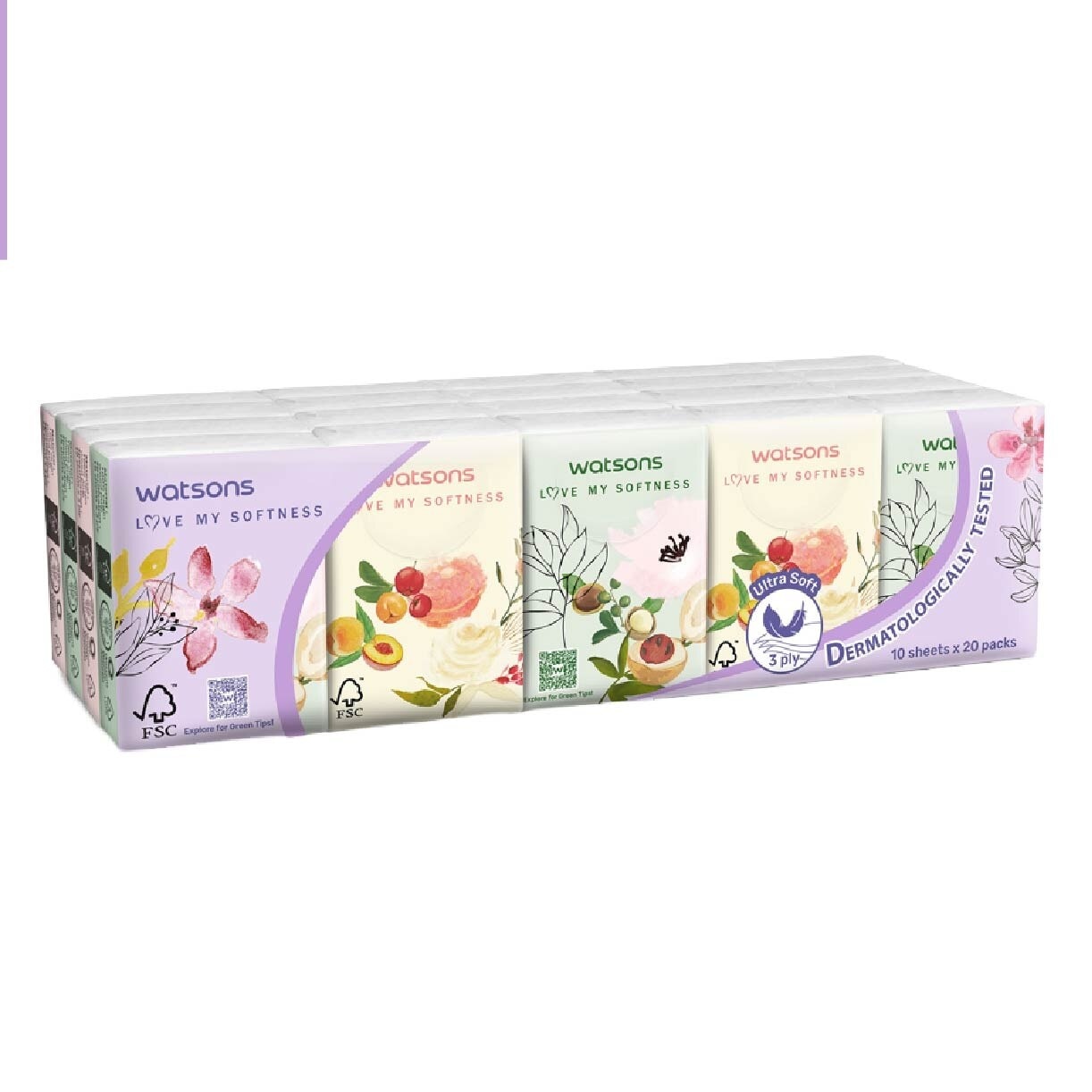 X-Flower 3ply Velvety Soft Mini Hankies (Ultra Soft, Dermatologically Tested) 10s x 20packs x 18 (Per Carton)