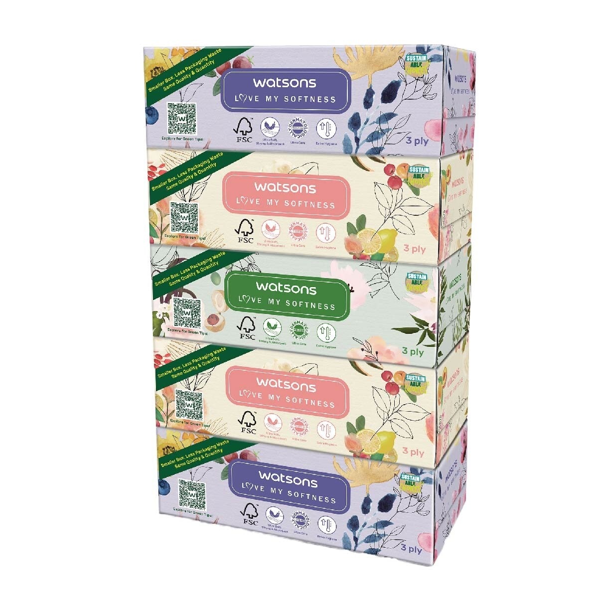 X-Flower 3ply Velvety Soft Box Tissues (Dermatologically Tested, Strong and Absorbent) 100s X 5 Boxes x 10 (Per Carton)