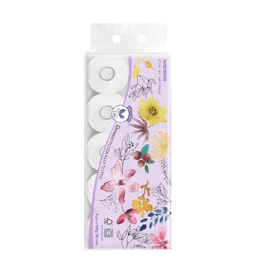 X Flower Bathroom Tissues (Individually Wrapped Rolls) 3ply 120s X 10s