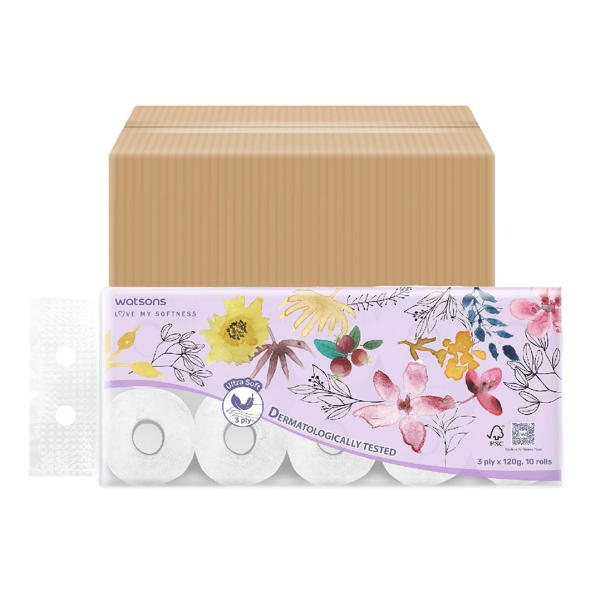 X-Flower 3ply Bathroom Tissues (Ultra-soft, Dermatologically Tested) 120g x 10 rolls x 6 (Per Carton)