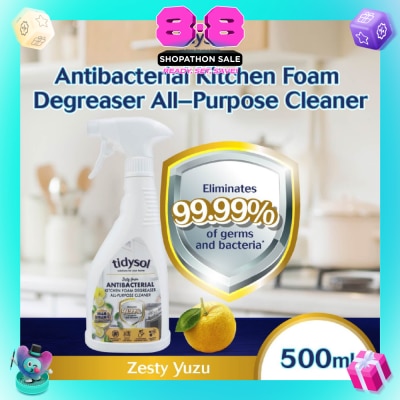 TIDYSOL - Zesty Yuzu Antibacterial Kitchen Foam Degreaser All Purpose Cleaner (Eliminates 99.99% Of Germs And Bacteria) 500ml