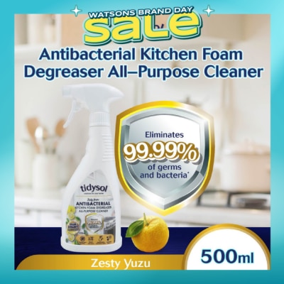 TIDYSOL - Zesty Yuzu Antibacterial Kitchen Foam Degreaser All Purpose Cleaner (Eliminates 99.99% Of Germs And Bacteria) 500ml