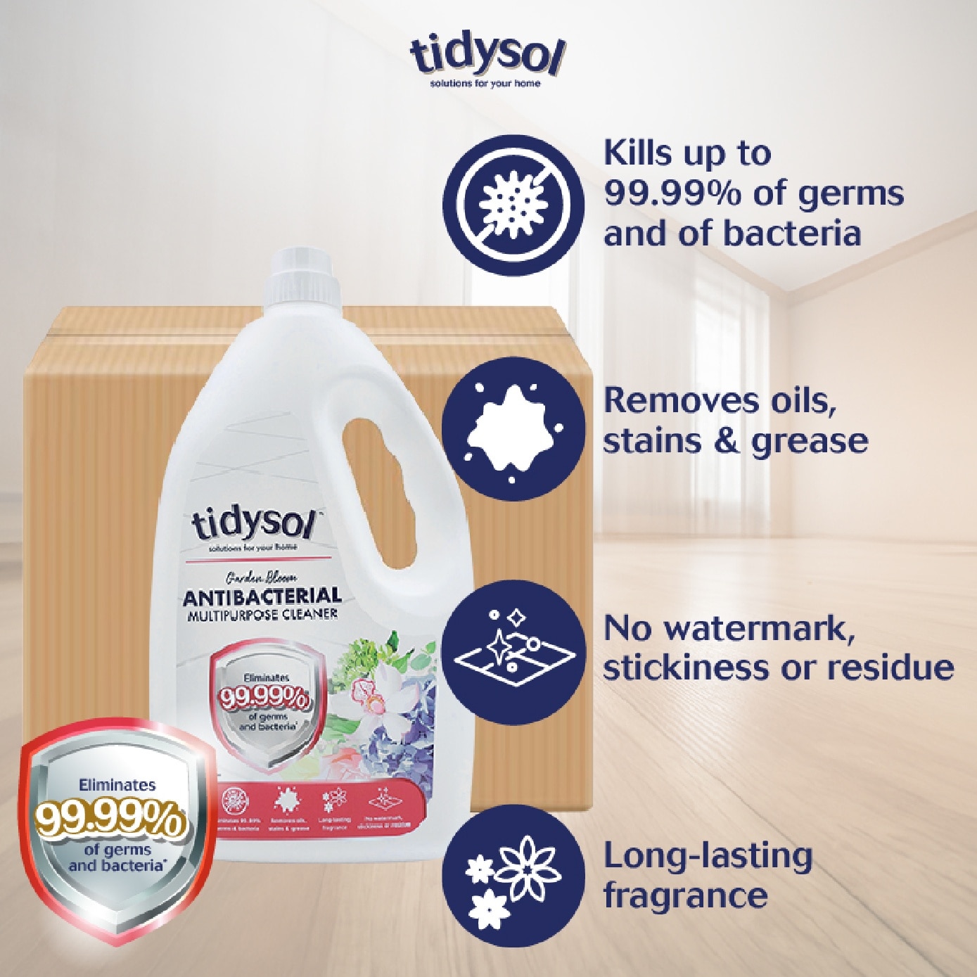 Garden Bloom Antibacterial Multipurpose Cleaner (Eliminates 99.99% Of Germs And Bacteria, Pet-friendly, Non-toxic) Carton 2L X 10s (Expiry: Nov`2026)
