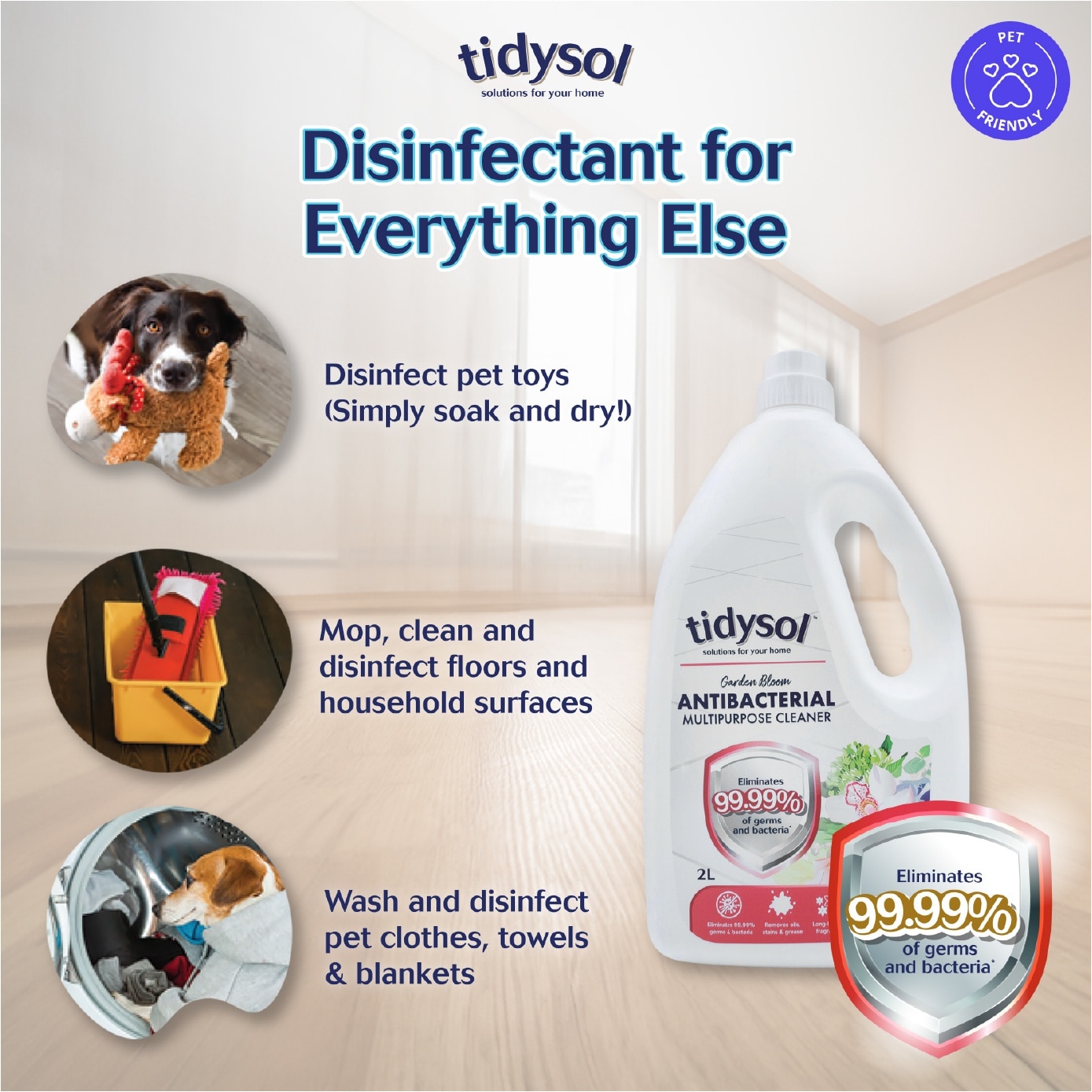 Garden Bloom Antibacterial Multipurpose Cleaner (Eliminates 99.99% Of Germs And Bacteria, Pet-friendly, Non-toxic) Carton 2L X 10s (Expiry: Nov`2026)