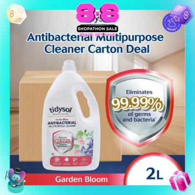 TIDYSOL - Garden Bloom Antibacterial Multipurpose Cleaner (Eliminates 99.99% Of Germs And Bacteria, Pet-friendly, Non-toxic) Carton 2L X 10s