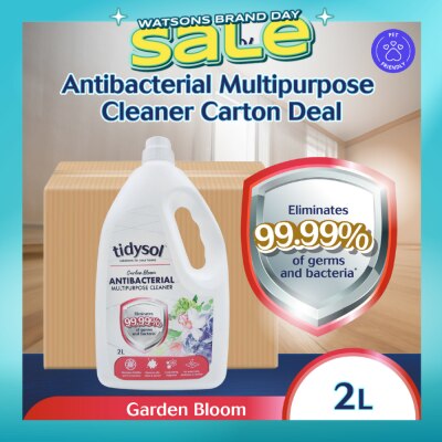 TIDYSOL - Garden Bloom Antibacterial Multipurpose Cleaner (Eliminates 99.99% Of Germs And Bacteria, Pet-friendly, Non-toxic) Carton 2L X 10s (Expiry: Nov`2026)