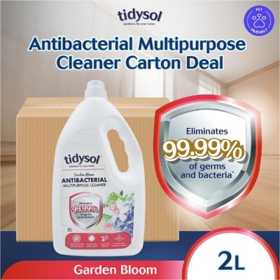 TIDYSOL - Garden Bloom Antibacterial Multipurpose Cleaner (Eliminates 99.99% Of Germs And Bacteria, Pet-friendly, Non-toxic) Carton 2L X 10s (Expiry: Nov`2026)