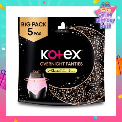 KOTEX Overnight Panties Sleepwell Size L To Xl (Now In Upsized Pack With 360 Anti Leakage Protection Gives You Safe And Comfortable Sleep) 5s
