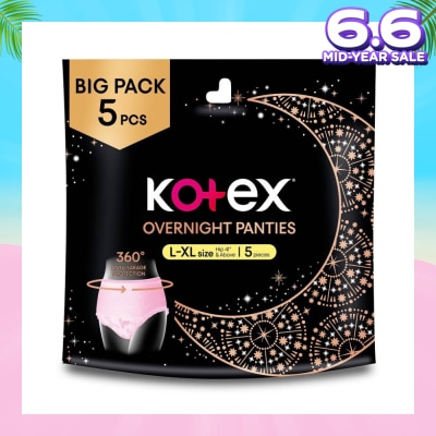KOTEX Overnight Panties Sleepwell Size L To Xl (Now In Upsized Pack With 360 Anti Leakage Protection Gives You Safe And Comfortable Sleep) 5s