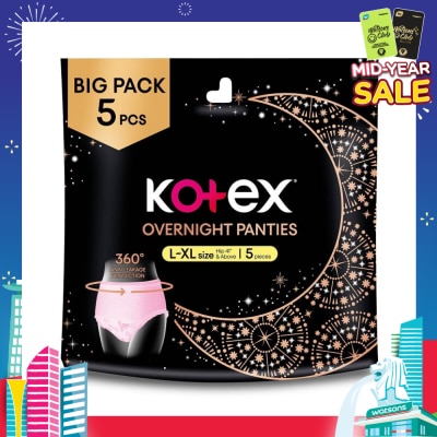 KOTEX Overnight Panties Sleepwell Size L To Xl (Now In Upsized Pack With 360 Anti Leakage Protection Gives You Safe And Comfortable Sleep) 5s