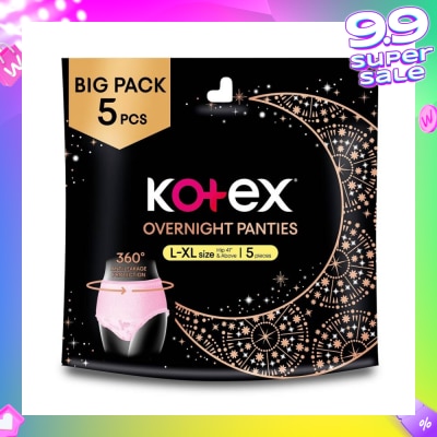 KOTEX Overnight Panties Sleepwell Size L To Xl (Now In Upsized Pack With 360 Anti Leakage Protection Gives You Safe And Comfortable Sleep) 5s