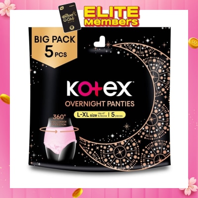 KOTEX Overnight Panties Sleepwell Size L To Xl (Now In Upsized Pack With 360 Anti Leakage Protection Gives You Safe And Comfortable Sleep) 5s