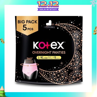 KOTEX Overnight Panties Sleepwell Size L To Xl (Now In Upsized Pack With 360 Anti Leakage Protection Gives You Safe And Comfortable Sleep) 5s