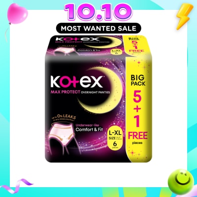 KOTEX Max Protect Overnight Panties Size L XL 6s (5s + Free 1s) image