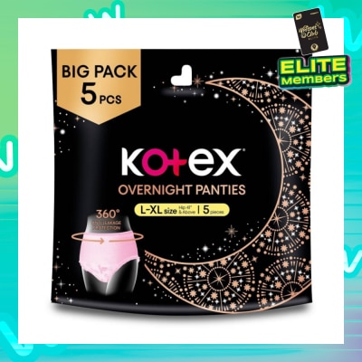 KOTEX Overnight Panties Sleepwell Size L To Xl (Now In Upsized Pack With 360 Anti Leakage Protection Gives You Safe And Comfortable Sleep) 5s