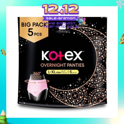 KOTEX Overnight Panties Sleepwell Size L To Xl (Now In Upsized Pack With 360 Anti Leakage Protection Gives You Safe And Comfortable Sleep) 5s