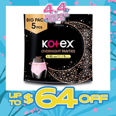 KOTEX - Overnight Panties Sleepwell Size L To Xl (Now In Upsized Pack With 360 Anti Leakage Protection Gives You Safe And Comfortable Sleep) 5s