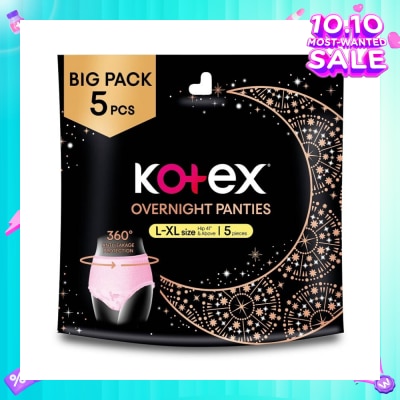 KOTEX Overnight Panties Sleepwell Size L To Xl (Now In Upsized Pack With 360 Anti Leakage Protection Gives You Safe And Comfortable Sleep) 5s