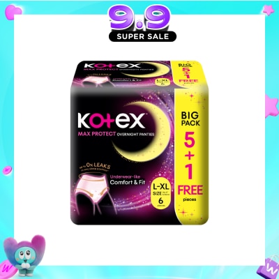 KOTEX - Max Protect Overnight Panties Size L-XL 6s (5s + Free 1s) image