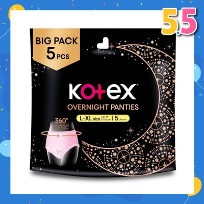 KOTEX Overnight Panties Sleepwell Size L To Xl (Now In Upsized Pack With 360 Anti Leakage Protection Gives You Safe And Comfortable Sleep) 5s