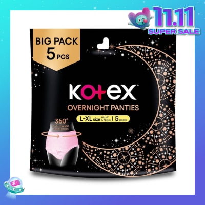 KOTEX Overnight Panties Sleepwell Size L To Xl (Now In Upsized Pack With 360 Anti Leakage Protection Gives You Safe And Comfortable Sleep) 5s
