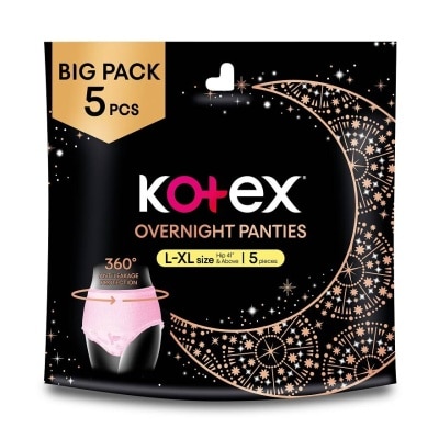 KOTEX Overnight Panties Sleepwell Size L To Xl (Now In Upsized Pack With 360 Anti Leakage Protection Gives You Safe And Comfortable Sleep) 5s