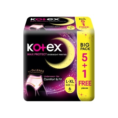 KOTEX - Overnight Panties Sleepwell Size L To Xl (Now In Upsized Pack With 360 Anti Leakage Protection Gives You Safe And Comfortable Sleep) 5s