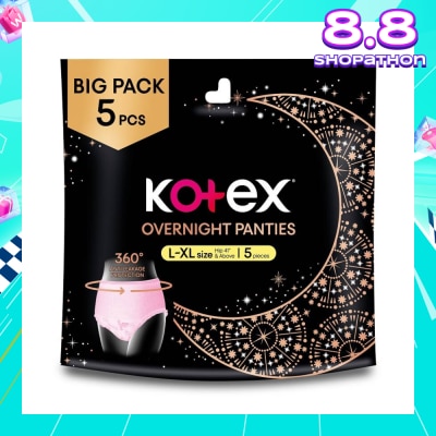 KOTEX Overnight Panties Sleepwell Size L To Xl (Now In Upsized Pack With 360 Anti Leakage Protection Gives You Safe And Comfortable Sleep) 5s