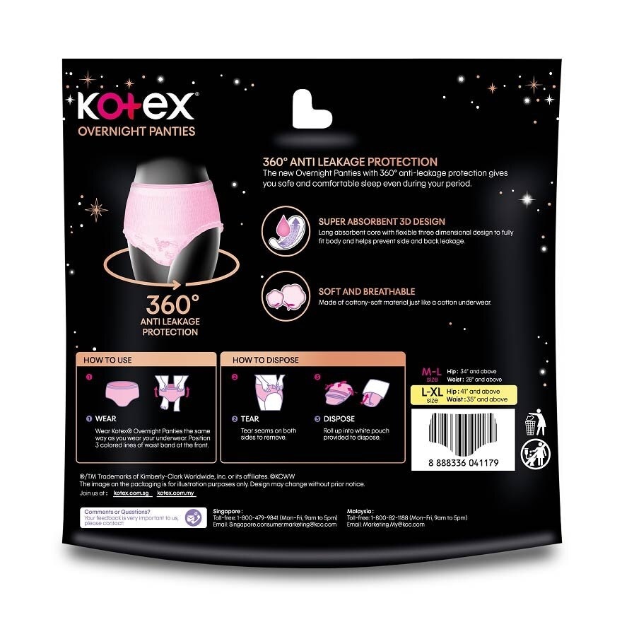 Overnight Panties Sleepwell Size L To Xl (Now In Upsized Pack With 360 Anti Leakage Protection Gives You Safe And Comfortable Sleep) 5s