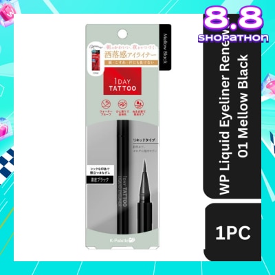 K-PALETTE 1Day Tattoo Waterproof Liquid Eyeliner 01 Mellow Black (Semi Matte, Elegant Black), Enhance Your Eyes With Long Lasting, Tears And Sweat Resistant Eyeliner 0.67ml