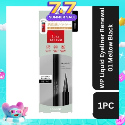 K-PALETTE - 1Day Tattoo Waterproof Liquid Eyeliner 01 Mellow Black (Semi Matte, Elegant Black), Enhance Your Eyes With Long Lasting, Tears And Sweat Resistant Eyeliner 0.67ml