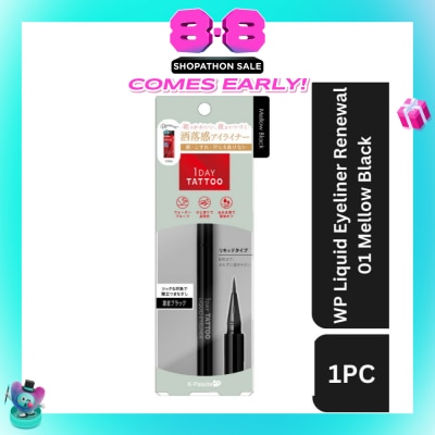 K-PALETTE - 1Day Tattoo Waterproof Liquid Eyeliner 01 Mellow Black (Semi Matte, Elegant Black), Enhance Your Eyes With Long Lasting, Tears And Sweat Resistant Eyeliner 0.67ml