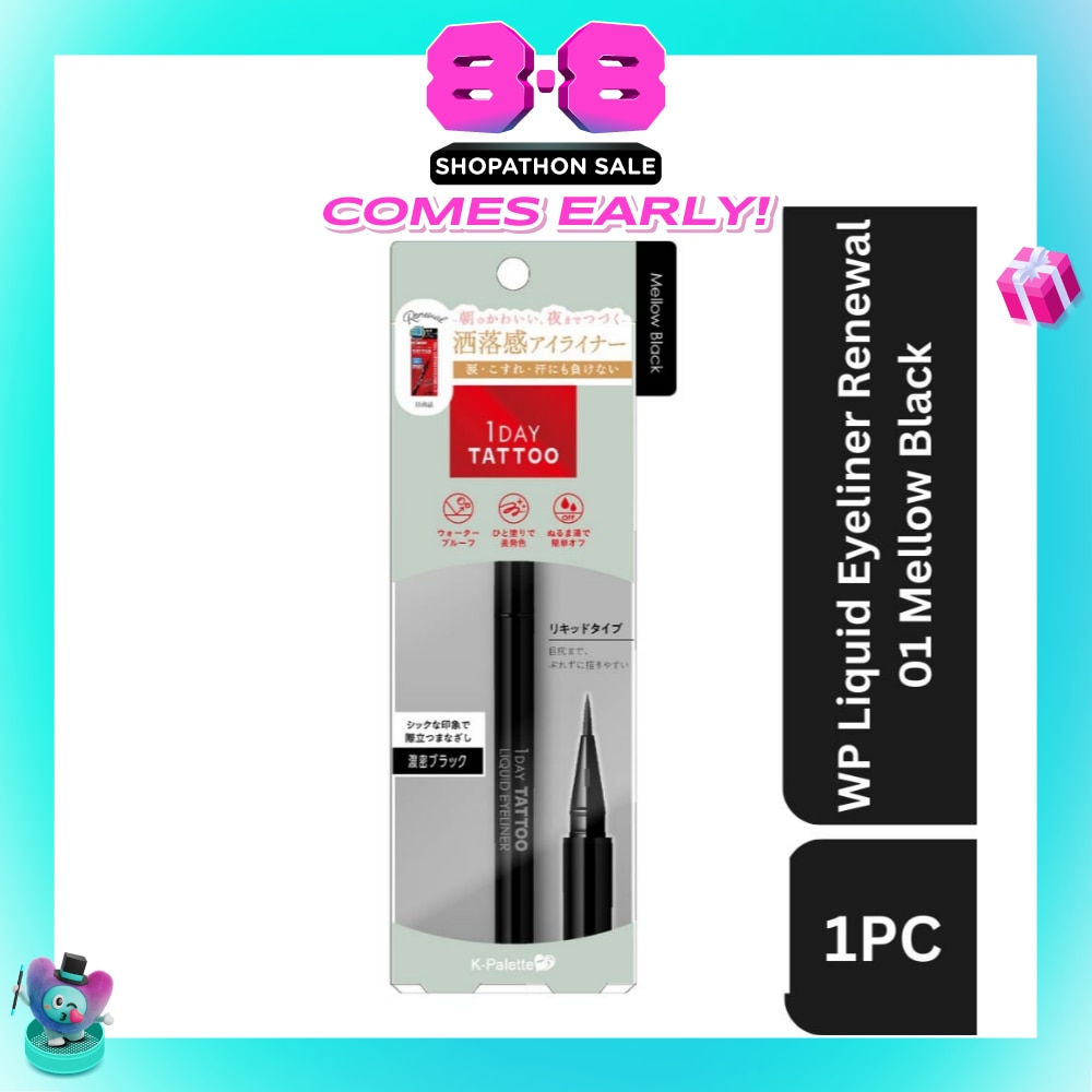 1Day Tattoo Waterproof Liquid Eyeliner 01 Mellow Black (Semi Matte, Elegant Black), Enhance Your Eyes With Long Lasting, Tears And Sweat Resistant Eyeliner 0.67ml