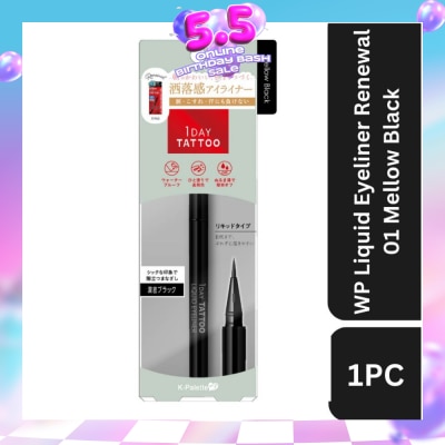 K-PALETTE - 1Day Tattoo Waterproof Liquid Eyeliner 01 Mellow Black (Semi Matte, Elegant Black), Enhance Your Eyes With Long Lasting, Tears And Sweat Resistant Eyeliner 0.67ml