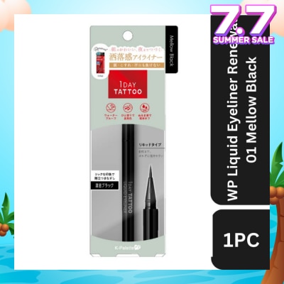 K-PALETTE 1Day Tattoo Waterproof Liquid Eyeliner 01 Mellow Black (Semi Matte, Elegant Black), Enhance Your Eyes With Long Lasting, Tears And Sweat Resistant Eyeliner 0.67ml