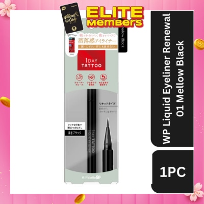 K-PALETTE 1Day Tattoo Waterproof Liquid Eyeliner 01 Mellow Black (Semi Matte, Elegant Black), Enhance Your Eyes With Long Lasting, Tears And Sweat Resistant Eyeliner 0.67ml