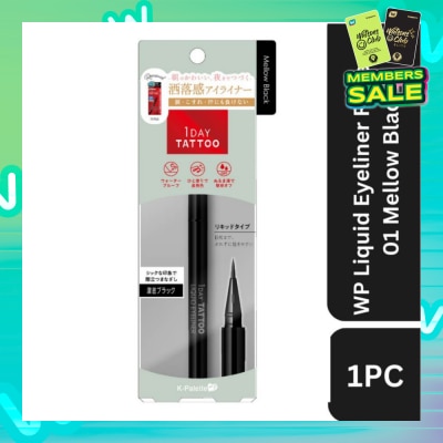 K-PALETTE 1Day Tattoo Waterproof Liquid Eyeliner 01 Mellow Black (Semi Matte, Elegant Black), Enhance Your Eyes With Long Lasting, Tears And Sweat Resistant Eyeliner 0.67ml