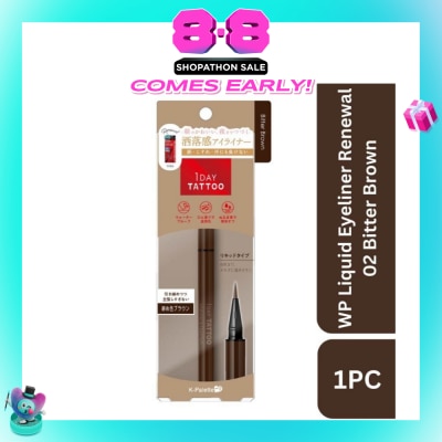 K-PALETTE - 1Day Tattoo Waterproof Liquid Eyeliner 02 Bitter Brown (Subtle And Natural Brown), Enhance Your Eyes With Long Lasting, Tears And Sweat Resistant Eyeliner 0.67ml