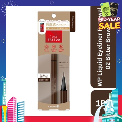 K-PALETTE 1Day Tattoo Waterproof Liquid Eyeliner 02 Bitter Brown (Subtle And Natural Brown), Enhance Your Eyes With Long Lasting, Tears And Sweat Resistant Eyeliner 0.67ml