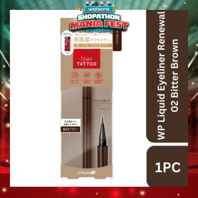 K-PALETTE - 1Day Tattoo Waterproof Liquid Eyeliner 02 Bitter Brown (Subtle And Natural Brown), Enhance Your Eyes With Long Lasting, Tears And Sweat Resistant Eyeliner 0.67ml