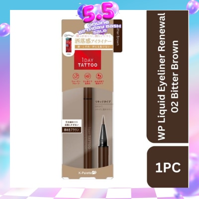 K-PALETTE - 1Day Tattoo Waterproof Liquid Eyeliner 02 Bitter Brown (Subtle And Natural Brown), Enhance Your Eyes With Long Lasting, Tears And Sweat Resistant Eyeliner 0.67ml