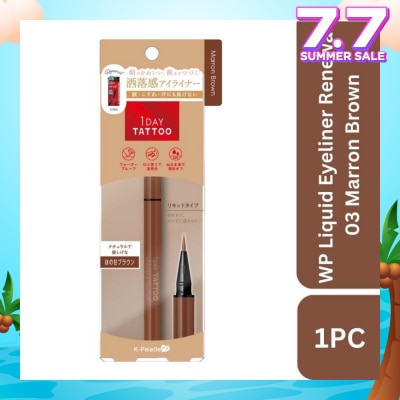 K-PALETTE 1Day Tattoo Waterproof Liquid Eyeliner 03 Marron Brown (Sweet, Reddish Hue Brown), Enhance Your Eyes With Long Lasting, Tears And Sweat Resistant Eyeliner 0.67ml
