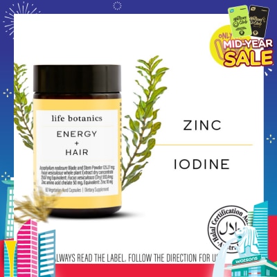 LIFE BOTANICS Energy + Hair Capsules (Help Support Your Hair Growth And Health) 60s