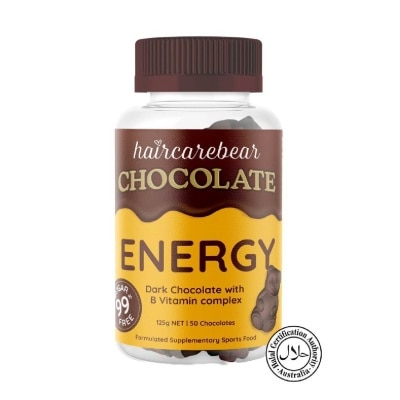 HAIRCAREBEAR Energy Gummies Vitamin B Complex 99% Sugar Free Dark Chocolate (For Energy Boost) 50s