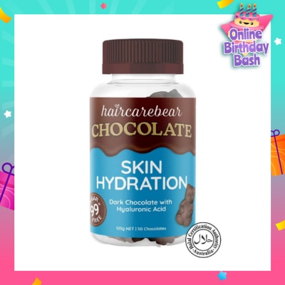 HAIRCAREBEAR Skin Hydration Gummies Hyaluronic Acid 99% Sugar Free Dark Chocolate (For Boost Your Skin) 50s