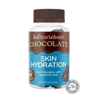 HAIRCAREBEAR Skin Hydration Gummies Hyaluronic Acid 99% Sugar Free Dark Chocolate (For Boost Your Skin) 50s