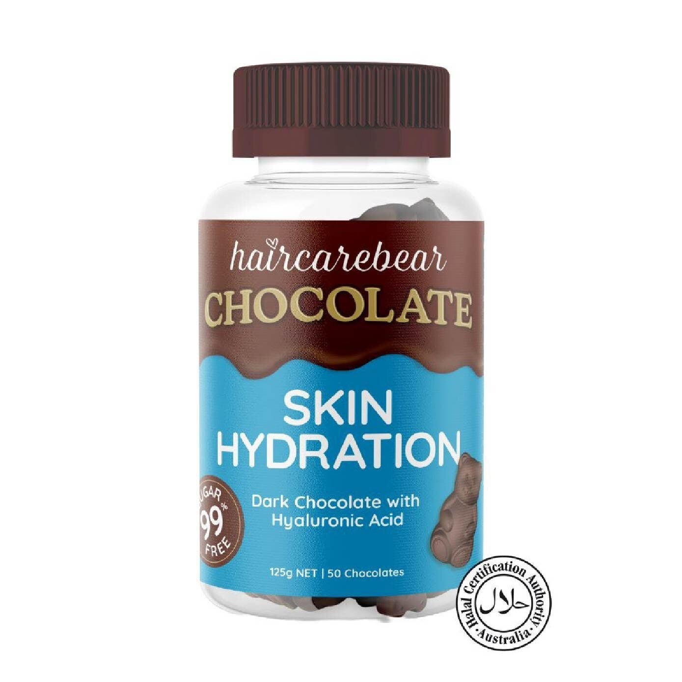 Skin Hydration Gummies Hyaluronic Acid 99% Sugar Free Dark Chocolate (For Boost Your Skin) 50s