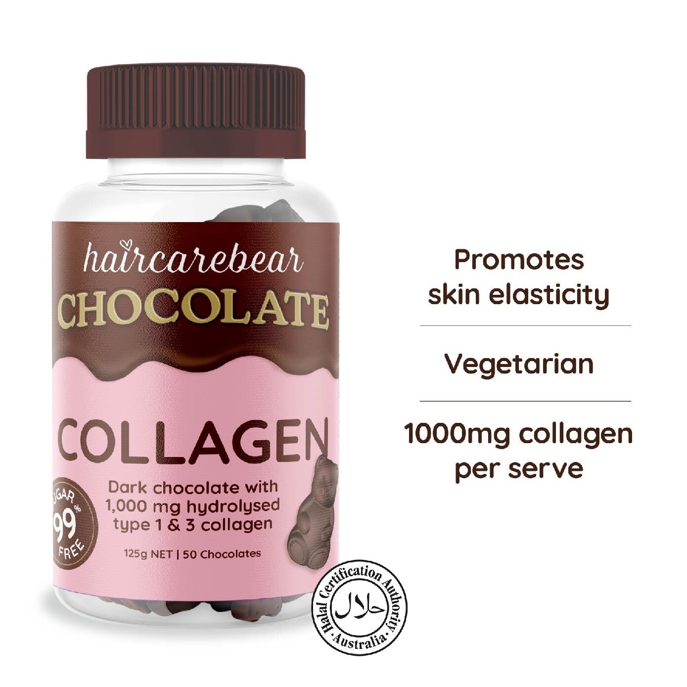 Collagen Gummies 99% Sugar Free Dark Chocolate (For Supports Collagen Production) 50s