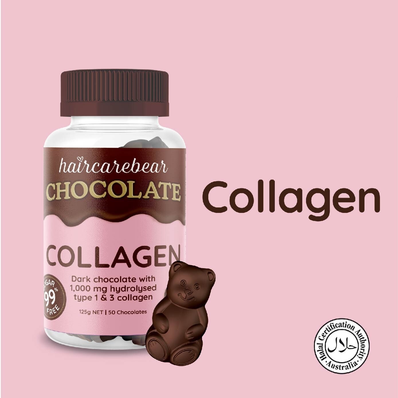 Collagen Gummies 99% Sugar Free Dark Chocolate (For Supports Collagen Production) 50s