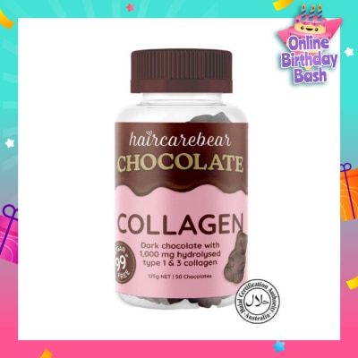 HAIRCAREBEAR Collagen Gummies 99% Sugar Free Dark Chocolate (For Supports Collagen Production) 50s